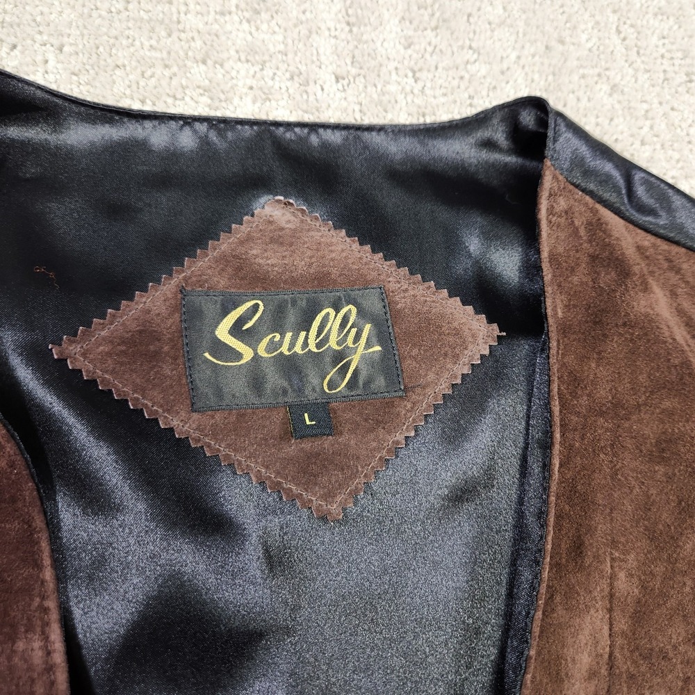 Scully Suede Leather Vest Men Large Brown Waistcoat Snap Button Western Cowboy - Picture 3 of 10